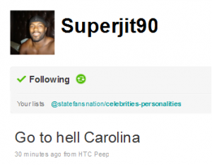 The Houston Texans' Mario Williams shows his Wolfpack pride in a 'Tweet' on Saturday afternoon