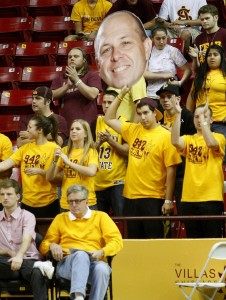 ASU Arizona State fans with Sendek head